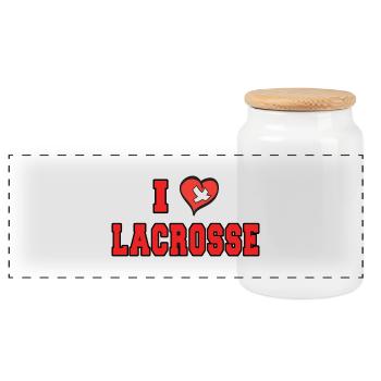Lacrosse I Love Lacrosse - Panoramic Cookie Jar with Wooden Lid - white - Front