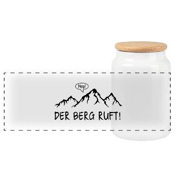 Der Berg ruft! - Panorama Keksdose mit Holzdeckel - Weiß - Vorne