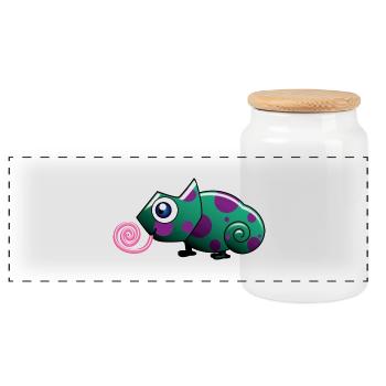 Caméléon - Boîte à biscuits avec couvercle en bois - blanc - Devant