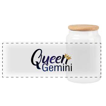 Signe astrologique Gémeaux / Zodiac Gémeaux - Boîte à biscuits avec couvercle en bois - blanc - Devant