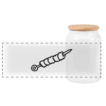 Shish kebab - line - Panoramic Cookie Jar with Wooden Lid - white - Front