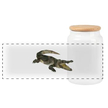 Crocodile - Boîte à biscuits avec couvercle en bois - blanc - Devant