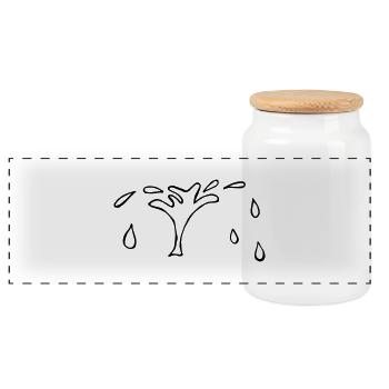 splash, Fontäne, Spritzer, Wasser spucken - Panorama Keksdose mit Holzdeckel - Weiß - Vorne