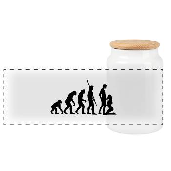 evolution_sucks_a_1c - Panoramic Cookie Jar with Wooden Lid - white - Front