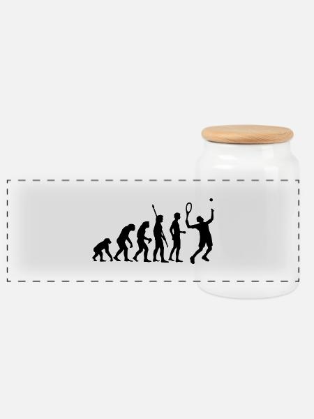 evolution_tennis_b_1c - Panorama Keksdose mit Holzdeckel - Weiß