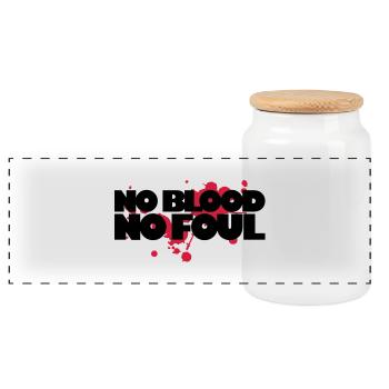 No Blood No Foul - Panorama Keksdose mit Holzdeckel - Weiß - Vorne