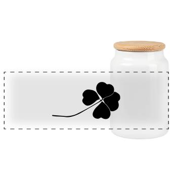 Shamrock - Panoramic Cookie Jar with Wooden Lid - white - Front