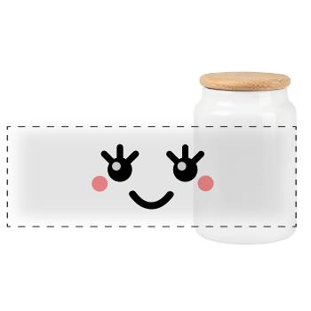 cute_face - Panoramic Cookie Jar with Wooden Lid - white - Front