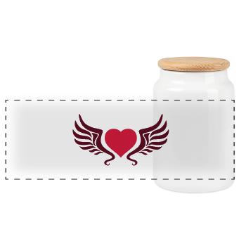tribal_heart_wings_2c - Panoramic Cookie Jar with Wooden Lid - white - Front
