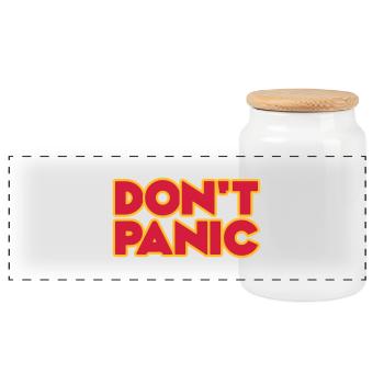 Don't Panic 2zeilig - Panorama Keksdose mit Holzdeckel - Weiß - Vorne