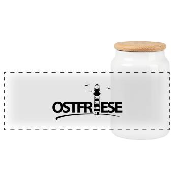 ostfriese_design_f1 - Panorama Keksdose mit Holzdeckel - Weiß - Vorne