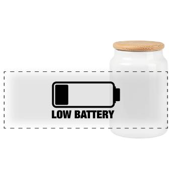 low_battery__f1 - Panoramic Cookie Jar with Wooden Lid - white - Front