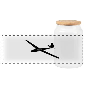 DDR Libelle Segelflugzeug Geschenk - Panorama Keksdose mit Holzdeckel - Weiß - Vorne