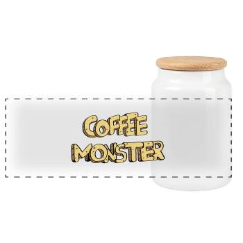 textcoffee_monster - Panorama Keksdose mit Holzdeckel - Weiß - Vorne