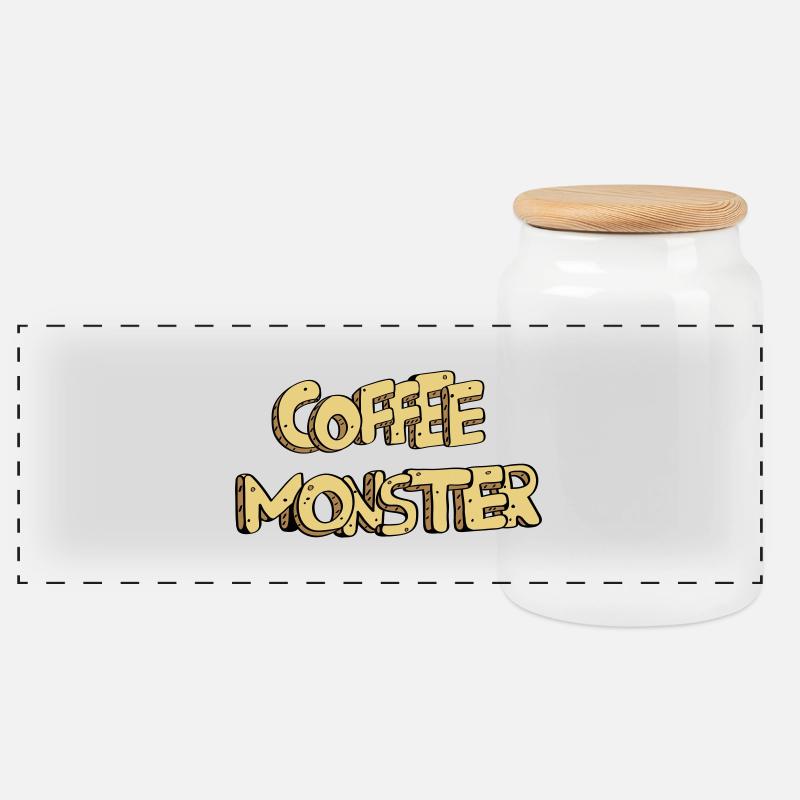 textcoffee_monster - Panorama Keksdose mit Holzdeckel - Weiß