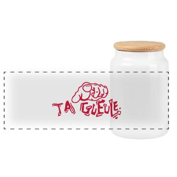 fuck finger tip insulte3 - Panoramic Cookie Jar with Wooden Lid - white - Front