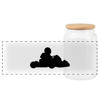 go_kart_silhouette_c1 - Panoramic Cookie Jar with Wooden Lid - white - Front