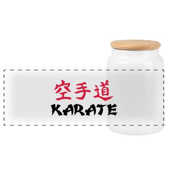 Karate - Panorama Keksdose mit Holzdeckel - Weiß - Vorne