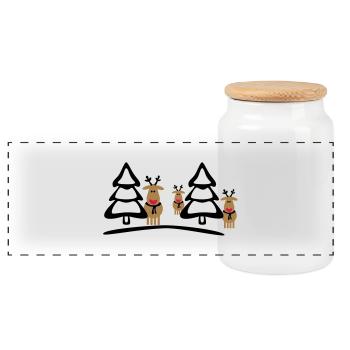 Weihnachten Rentiere Crew - Panorama Keksdose mit Holzdeckel - Weiß - Vorne