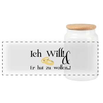 I want - Panoramic Cookie Jar with Wooden Lid - white - Front