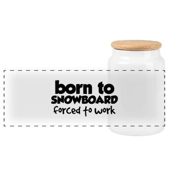 Born to Snowboard, forced to work - Panorama Keksdose mit Holzdeckel - Weiß - Vorne
