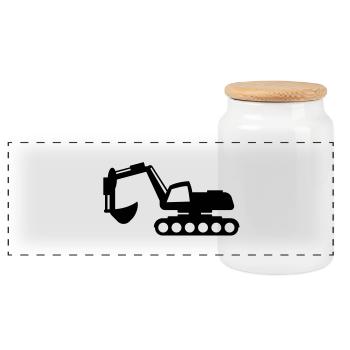 Excavator - T-Shirt for Heavy Equipment Operators - Panoramic Cookie Jar with Wooden Lid - white - Front