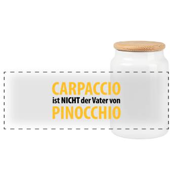 carpaccio ist nicht der vater von pinocchio - Panorama Keksdose mit Holzdeckel - Weiß - Vorne