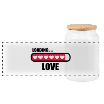 Love loading - Panorama Keksdose mit Holzdeckel - Weiß - Vorne