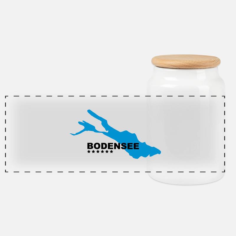 Bodensee - Panorama Keksdose mit Holzdeckel - Weiß