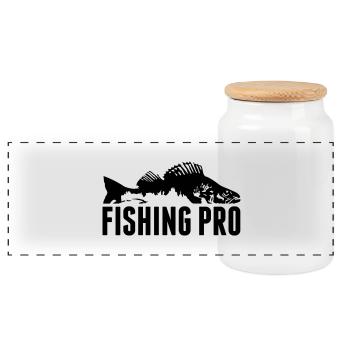fishing_pro_barsch_gg1 - Panoramic Cookie Jar with Wooden Lid - white - Front