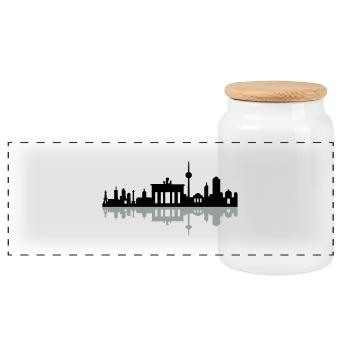 Skyline Berlin Schatten - Panorama Keksdose mit Holzdeckel - Weiß - Vorne