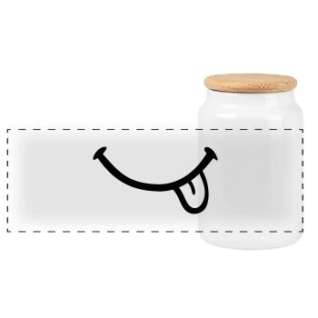 Smiley Langue - Boîte à biscuits avec couvercle en bois - blanc - Devant