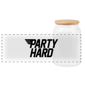 party hard - Panoramic Cookie Jar with Wooden Lid - white - Front