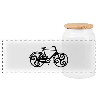 velo bicycle Breton Triskel 1 - Panoramic Cookie Jar with Wooden Lid - white - Front