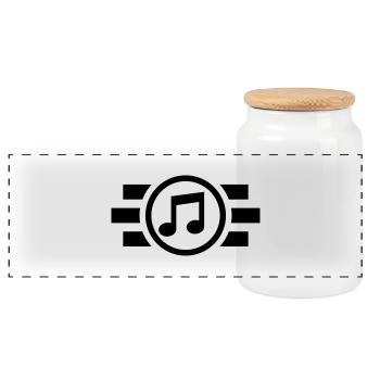 music_f1 - Panoramic Cookie Jar with Wooden Lid - white - Front
