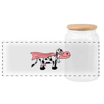 Super Cow Cartoon - Boîte à biscuits avec couvercle en bois - blanc - Devant