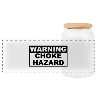 brazilian jiu jitsu bjj warning choke ha - Panoramic Cookie Jar with Wooden Lid - white - Front