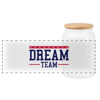 dream_team_design_ri2 - Boîte à biscuits avec couvercle en bois - blanc - Devant