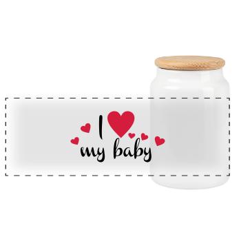 baby - Panoramic Cookie Jar with Wooden Lid - white - Front