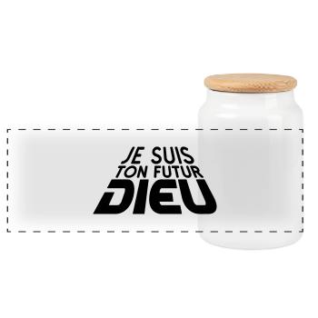 Futur Dieu 3D (1c) - Boîte à biscuits avec couvercle en bois - blanc - Devant
