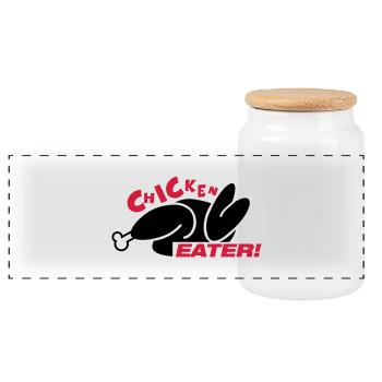 chicken_eater_gi2 - Panoramic Cookie Jar with Wooden Lid - white - Front