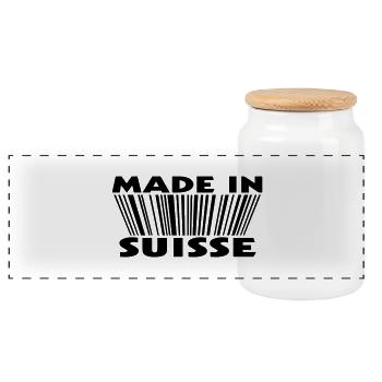 Made in suisse 3D code - Panorama Keksdose mit Holzdeckel - Weiß - Vorne
