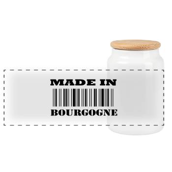 Made in BOURGOGNE - Panoramic Cookie Jar with Wooden Lid - white - Front