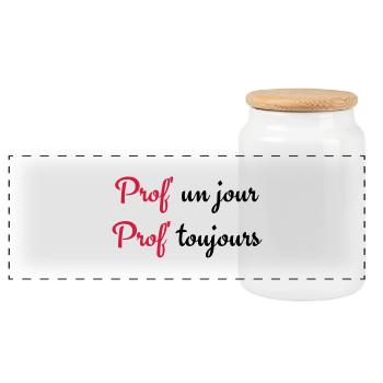 Prof un jour Prof toujours - Boîte à biscuits avec couvercle en bois - blanc - Devant