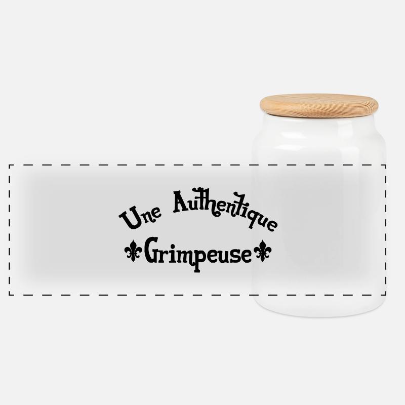 Escalade / Alpiniste / Varappe / Alpinisme Grimpe - Boîte à biscuits avec couvercle en bois - blanc