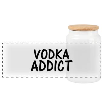 vodka addict - Panoramic Cookie Jar with Wooden Lid - white - Front