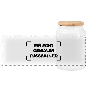 Fußball Fussballer Fussball Football Fussballerin - Panorama Keksdose mit Holzdeckel - Weiß - Vorne