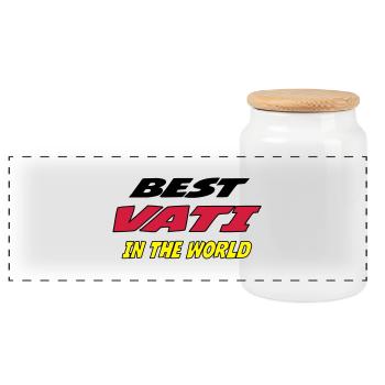 Best vati in the world - Boîte à biscuits avec couvercle en bois - blanc - Devant