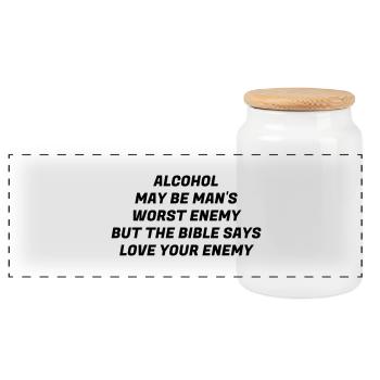 Alcohol - Drunk - Bier - Alkohol - Party - Humor - Panoramic Cookie Jar with Wooden Lid - white - Front