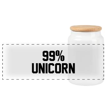 99% unicorn - Panoramic Cookie Jar with Wooden Lid - white - Front